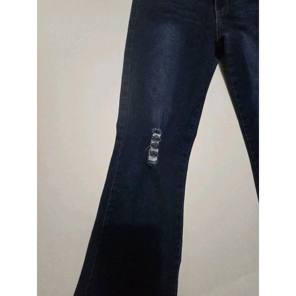 Shein Jeans Girls 10 Years Denim Flare Stretch‎ Waist Button Zip
